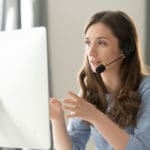 Call Center Representative Talking with a Customer