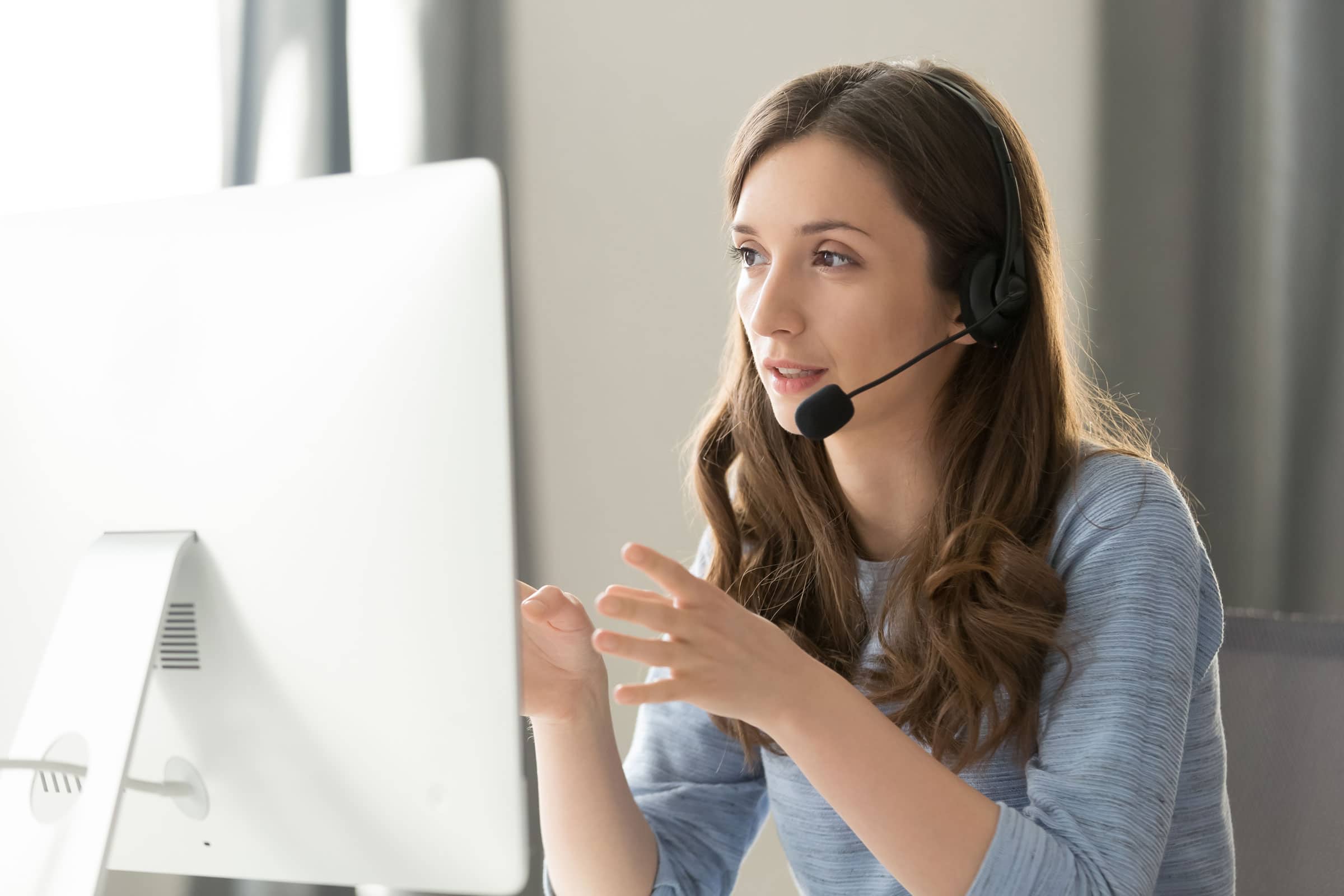 Call Center Representative Talking with a Customer