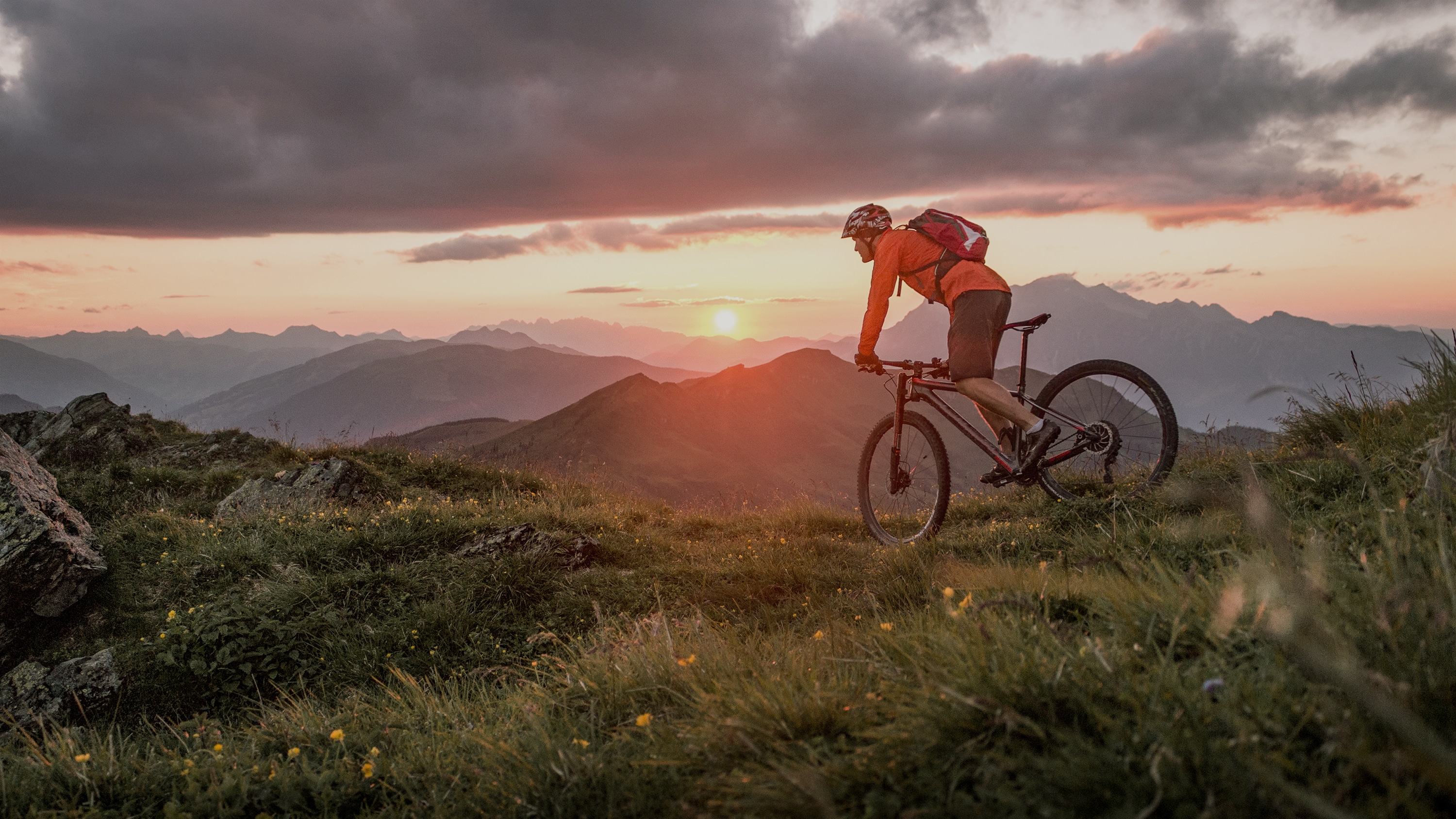 Mountain Biking at Sunset in the Mountains | Outdoor Adventure Image